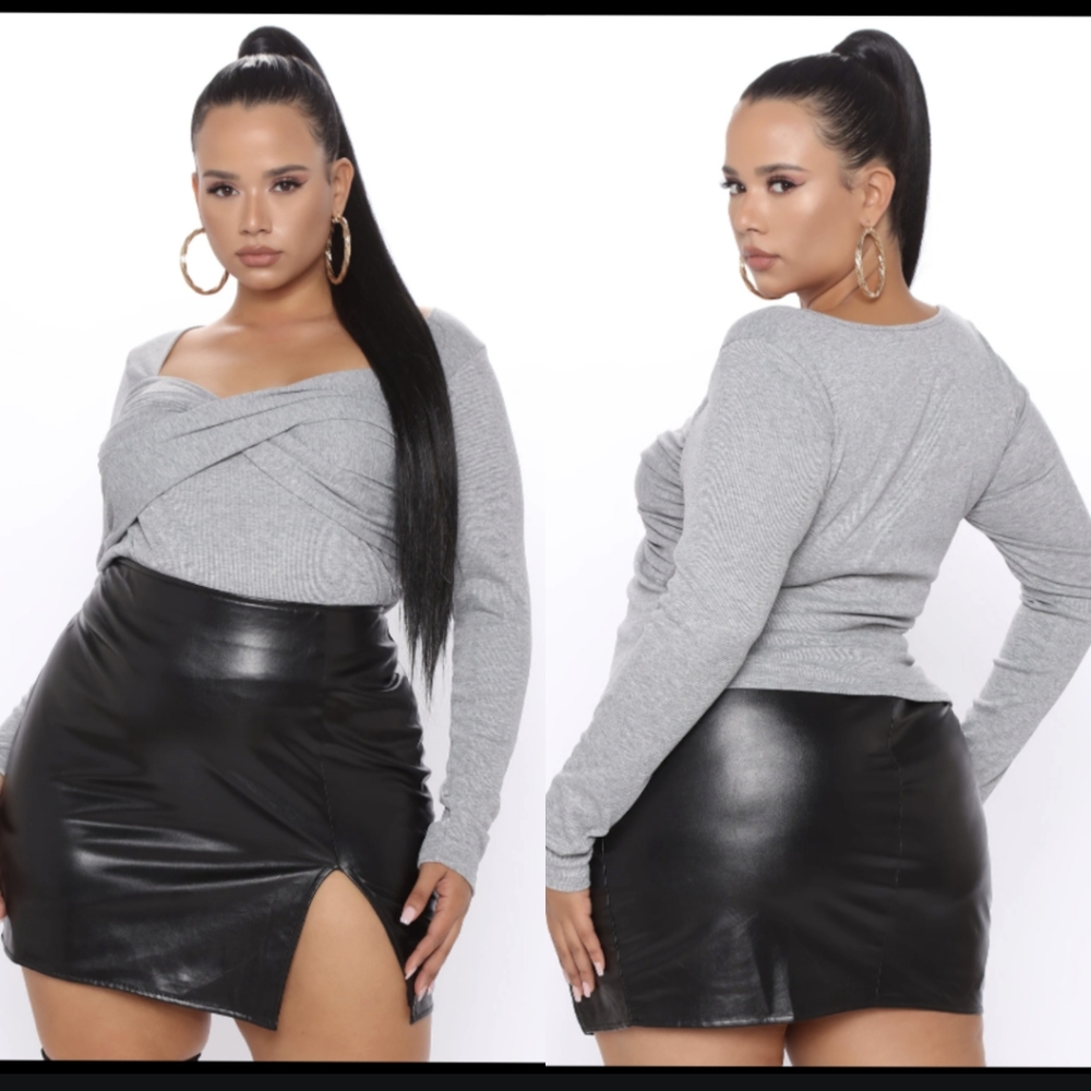 Fashion Nova Twisted For You Gray Sweater 2x